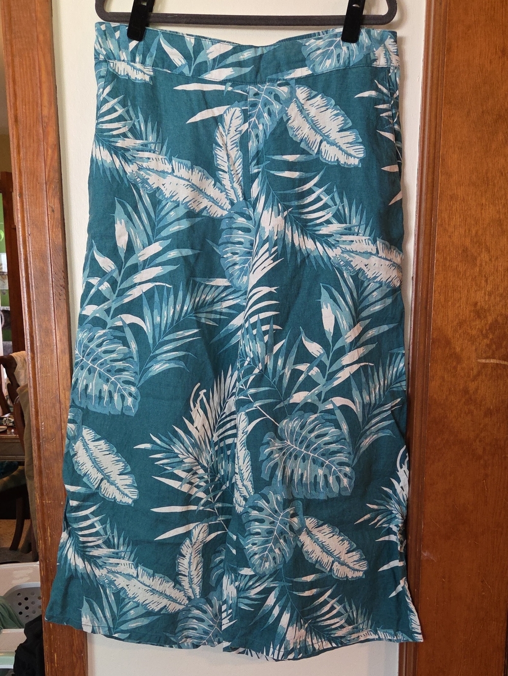 C&C California Tropical Pull-On Wide Leg Linen Pants Sz L
